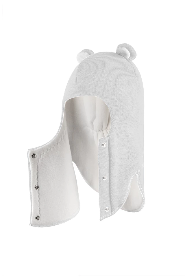 Зимова шапочка-шолом Corona.hm "Ведмедик" з кнопочками молоко