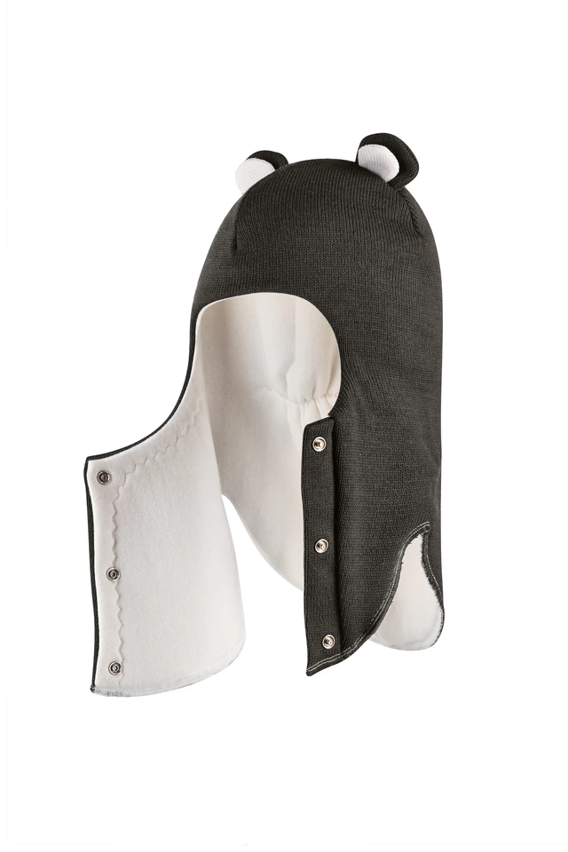 Зимова шапочка-шолом Corona.hm "Ведмедик" з кнопочками графіт