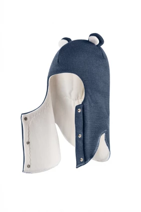 Зимова шапочка-шолом Corona.hm "Ведмедик" з кнопочками джинс