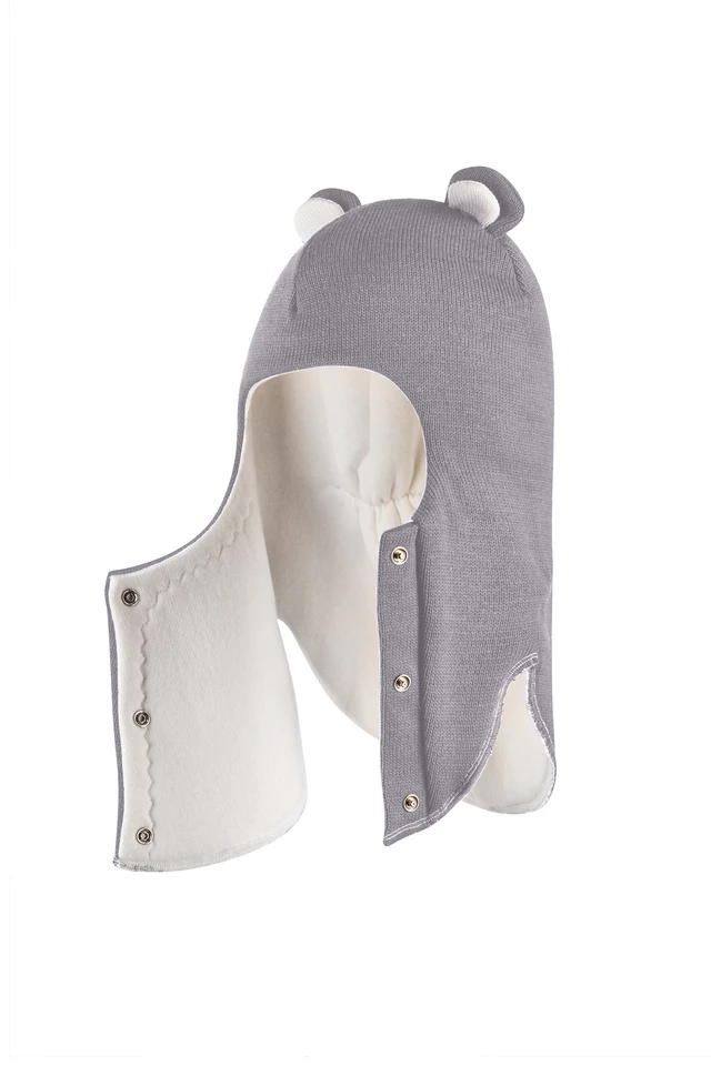 Зимова шапочка-шолом Corona.hm "Ведмедик" з кнопочками димка