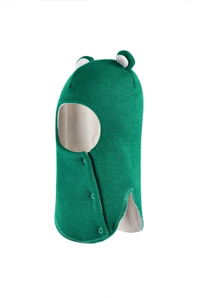 Зимняя шапочка-шлем Corona.hm "Мишутка" на кнопках изумруд