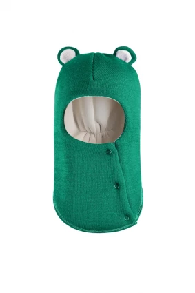 Зимняя шапочка-шлем Corona.hm "Мишутка" на кнопках изумруд