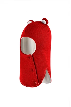 Зимняя шапочка-шлем Corona.hm "Мишутка" на кнопках красный