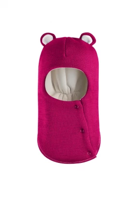 Зимняя шапочка-шлем Corona.hm "Мишутка" на кнопках малина