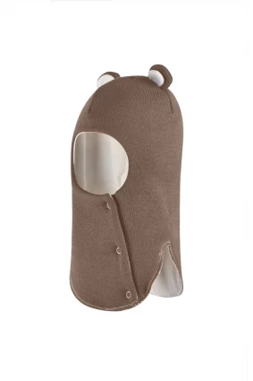 Зимняя шапочка-шлем Corona.hm "Мишутка" на кнопках молочный шоколад