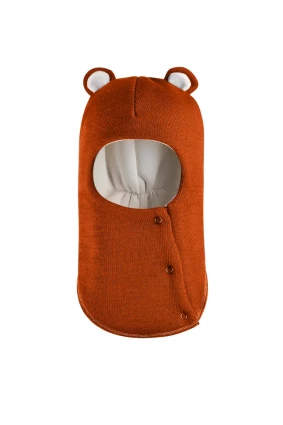 Зимова шапочка-шолом Corona.hm "Ведмедик" з кнопочками помаранчевий