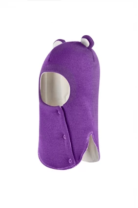 Зимова шапочка-шолом Corona.hm "Ведмедик" з кнопочками фіалка