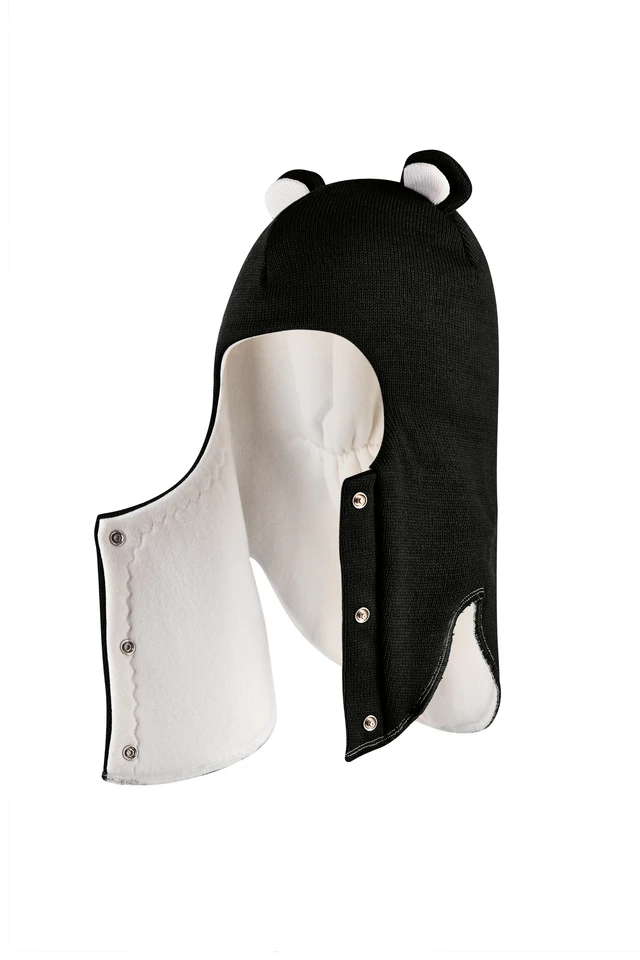 Зимняя шапочка-шлем Corona.hm "Мишутка" на кнопках черный