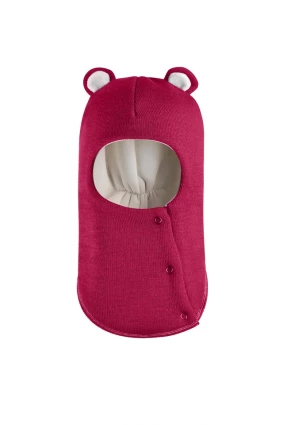 Зимова шапочка-шолом Corona.hm "Ведмедик" з кнопочками ягідний