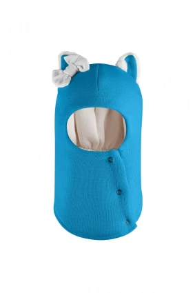 Зимняя шапочка-шлем Corona.hm "Кошечка" на кнопочках бирюза