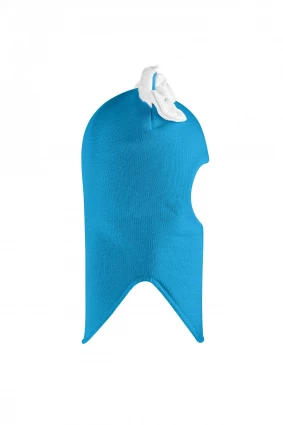 Зимняя шапочка-шлем Corona.hm "Кошечка" на кнопочках бирюза