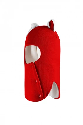 Зимняя шапочка-шлем Corona.hm "Кошечка" на кнопочках  красный