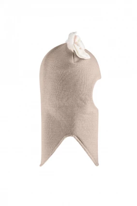 Зимняя шапочка-шлем Corona.hm "Кошечка" на кнопочках латте