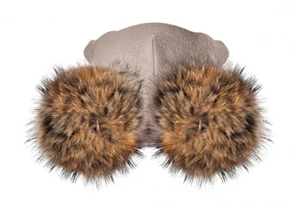 Зимова шапочка-шолом Corona.hm "Карамелька" лате з 2 натуральними помпонами