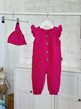 Комбинезон из муслина * Малина* + косынка