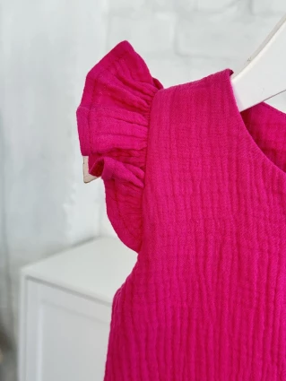 Комбинезон из муслина * Малина* + панама с бантиком