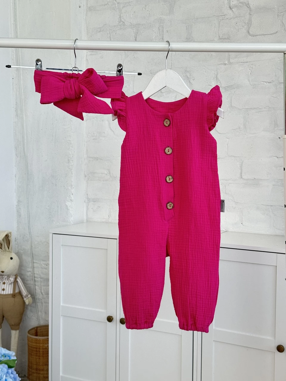 Комбинезон из муслина * Малина* + повязка