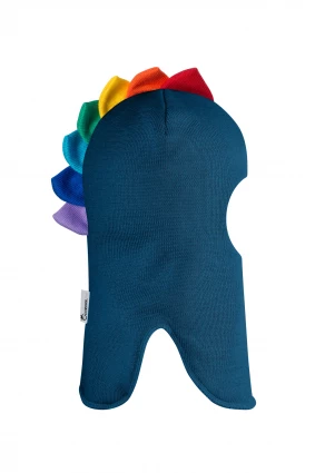 Зимняя шапочка шлем Corona.hm "Мисс Дино с гребешком радуга" морская волна