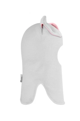 Зимова шапочка-шолом Corona.hm "Зайка" молоко рожевий бантик