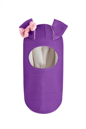 Зимова шапочка-шолом Corona.hm "Зайка" фіалка рожевий бантик