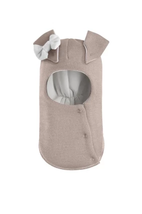 Зимова шапочка-шолом Corona.hm "Зайка" з кнопочками лате білий бантик