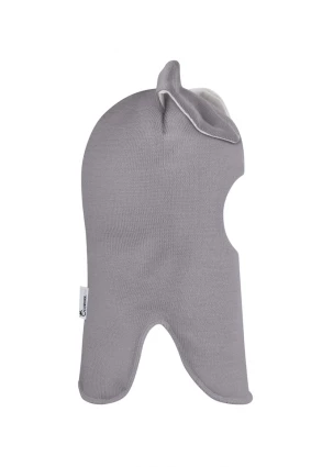 Зимняя шапочка шлем Corona.hm "Зайка"дымка белый бантик