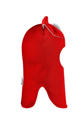 Зимова шапочка-шолом Corona.hm "Зайка" червоний білий бантик