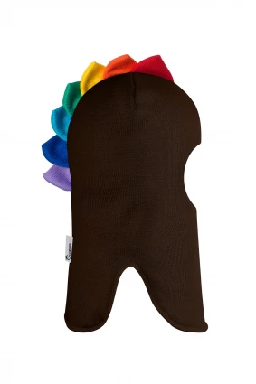 Зимова шапочка-шолом Corona.hm "Діно з гребінцем веселка" шоколад