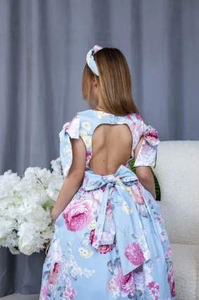 Сукня для дівчинки Corona.hm “Шарм”, півонія на блакитному