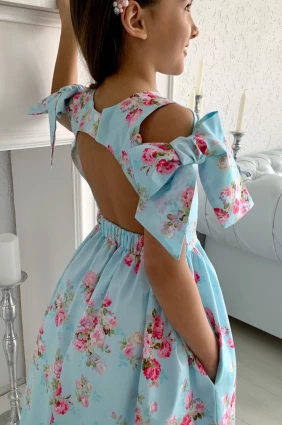 Сукня для дівчинки Corona.hm “Шарм”, троянда на блакитному