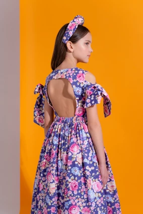 Сукня для дівчинки Corona.hm “Шарм”, квіти на синьому