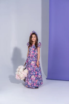 Сукня для дівчинки Corona.hm “Розкіш”, квіти на синьому