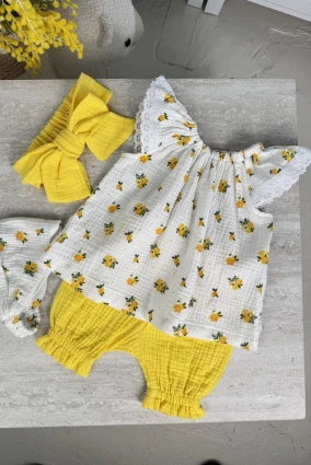 Комплект з мусліну *Жовта квітка*