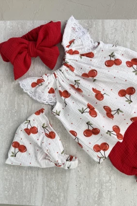 Комплект з мусліну *Вишенька*