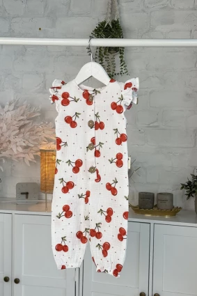 Ромпер з мусліну *Вишенька*  + панамка з бантиком