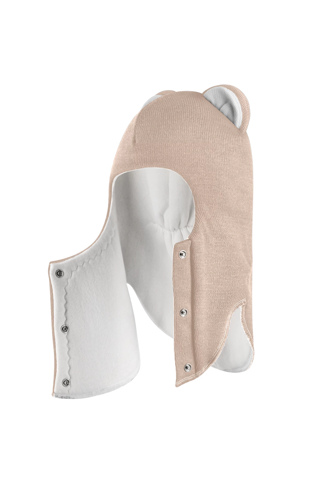 Зимова шапочка-шолом Corona.hm “Лев” із кнопками  беж золотий