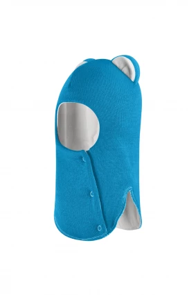 Зимняя шапочка-шлем Corona.hm “Лев” на кнопках бирюза