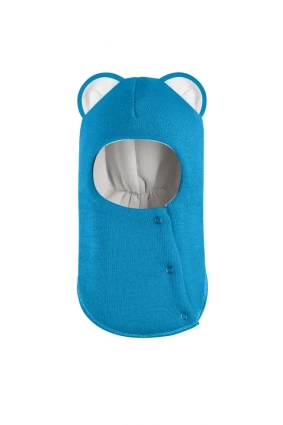 Зимова шапочка-шолом Corona.hm "Міс Левиця"  із кнопками  бірюза