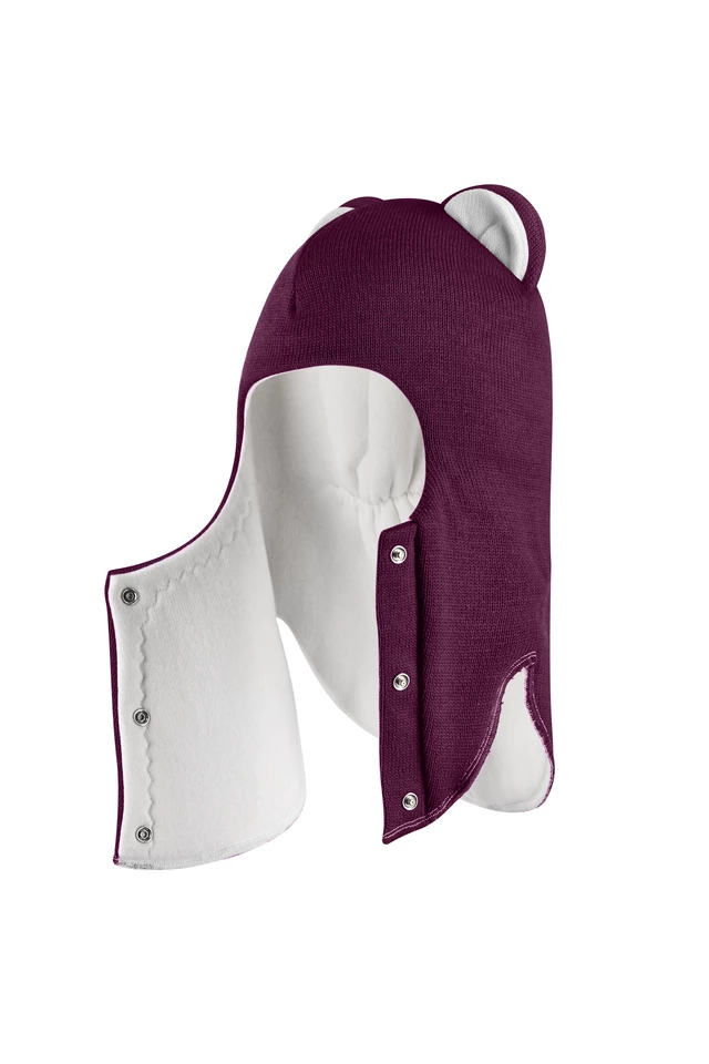 Зимняя шапочка шлем Corona.hm "Мисс Львица" на кнопках бордо