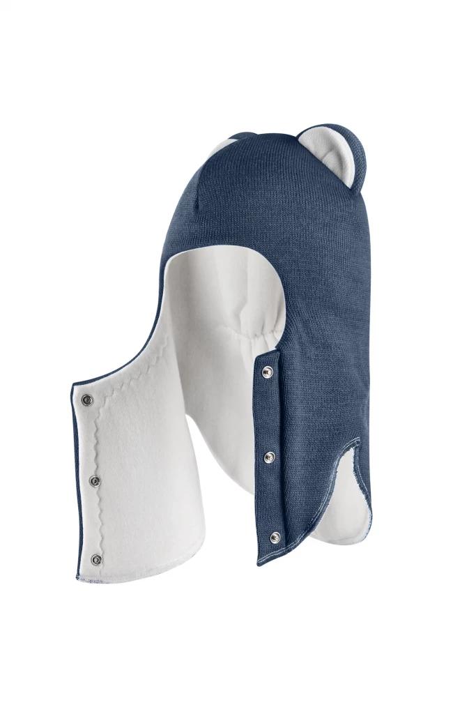 Зимняя шапочка шлем Corona.hm "Мисс Львица" на кнопках джинс