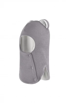 Зимняя шапочка шлем Corona.hm "Мисс Львица" на кнопках дымка