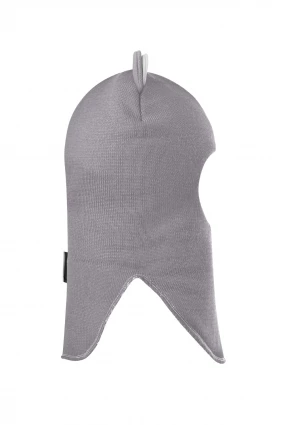 Зимняя шапочка шлем Corona.hm "Мисс Львица" на кнопках дымка