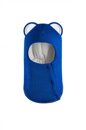 Зимняя шапочка шлем Corona.hm "Мисс Львица" на кнопках электрик