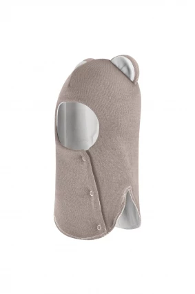 Зимняя шапочка шлем Corona.hm "Мисс Львица" на кнопках капучино