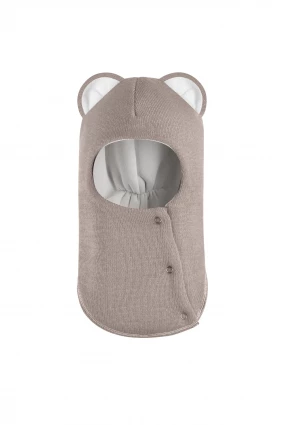 Зимняя шапочка шлем Corona.hm "Мисс Львица" на кнопках капучино