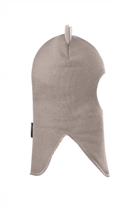 Зимняя шапочка шлем Corona.hm "Мисс Львица" на кнопках капучино