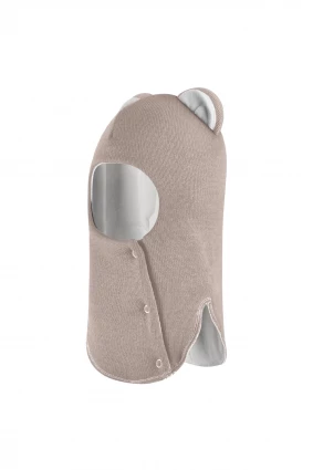 Зимняя шапочка шлем Corona.hm "Мисс Львица" на кнопках латте