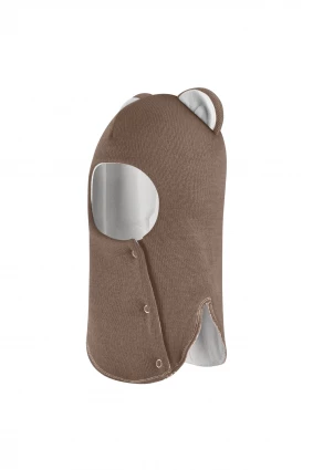 Зимняя шапочка шлем Corona.hm "Мисс Львица" на кнопках молочный шоколад