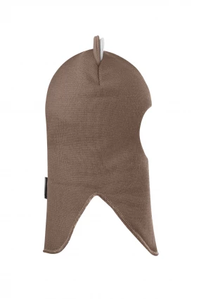 Зимняя шапочка шлем Corona.hm "Мисс Львица" на кнопках молочный шоколад