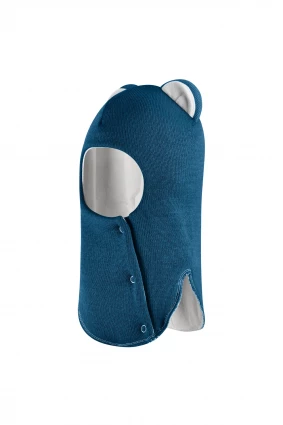 Зимняя шапочка шлем Corona.hm "Мисс Львица" на кнопках морская волна